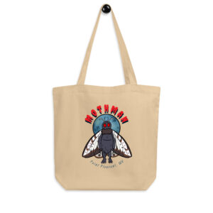 Beige tote bag with Mothman graphic and Point Pleasant WV text